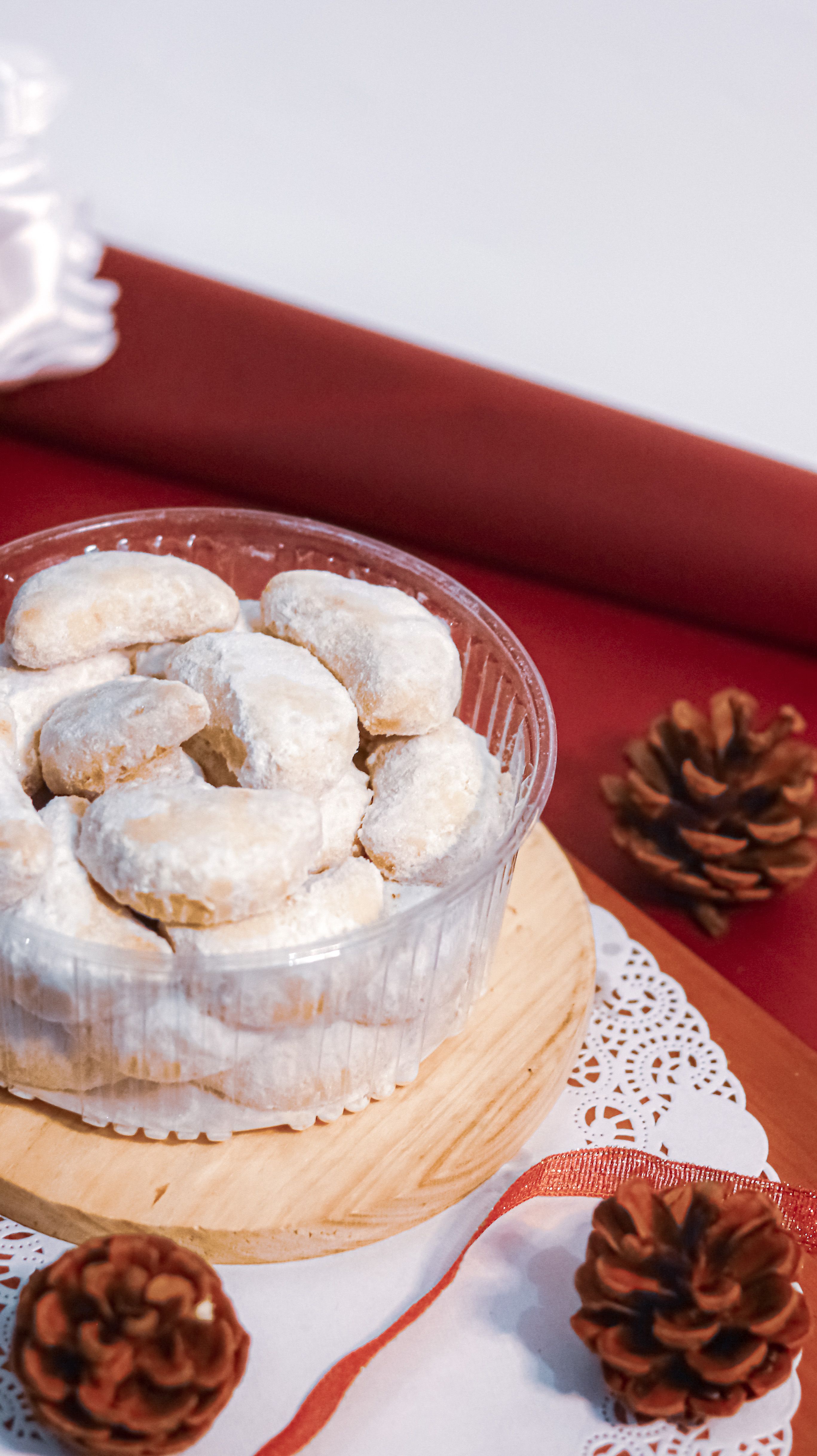 Snow princess cookies with powdered sugar coating